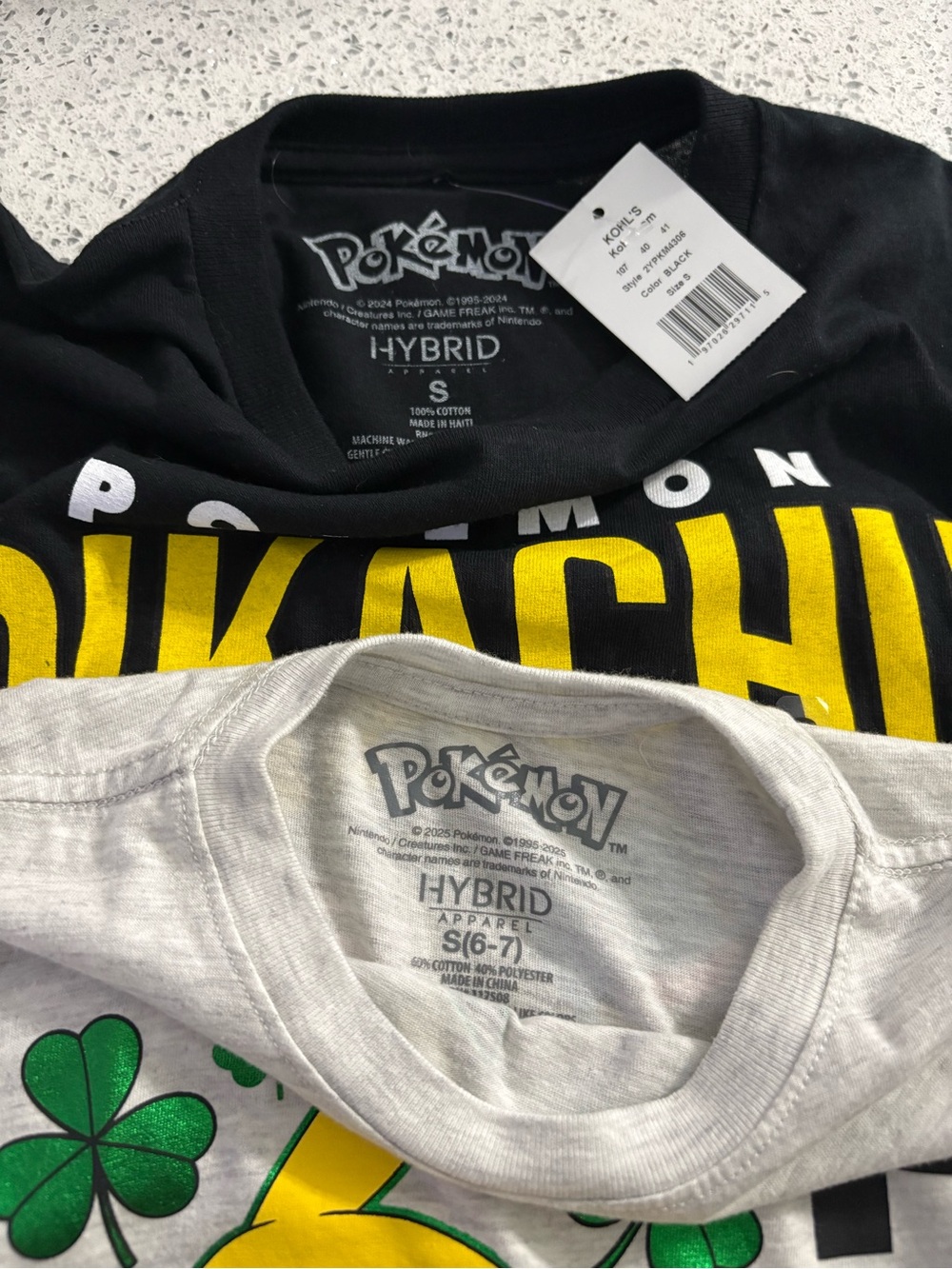 Kids Pokémon- black shirt nwt, grey - used/good condition, pj set fair condition